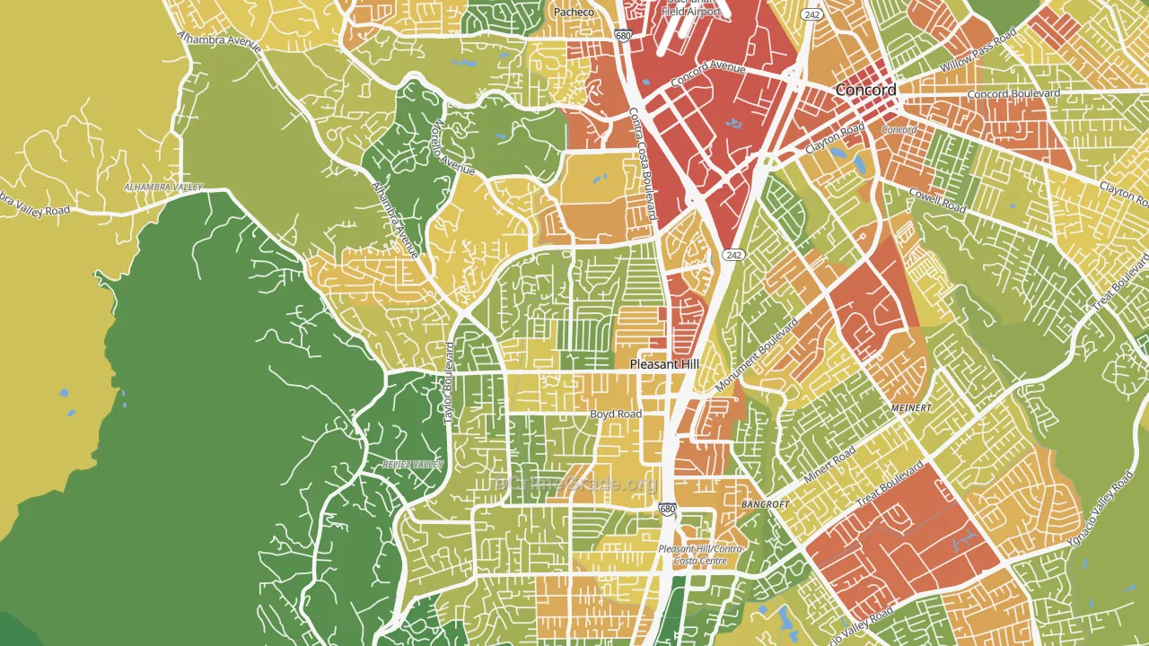 Pleasant Hill, CA Map of Vandalism Rates