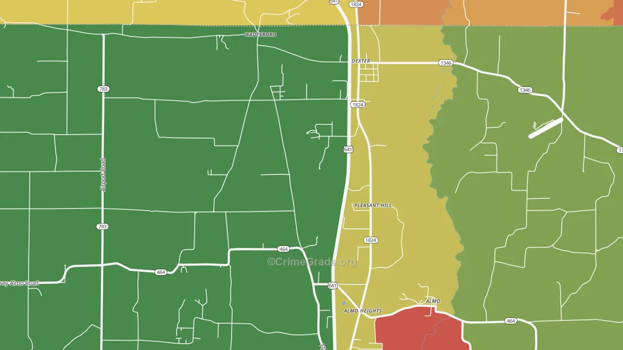 Pleasant Hill, KY Map of Vandalism Rates