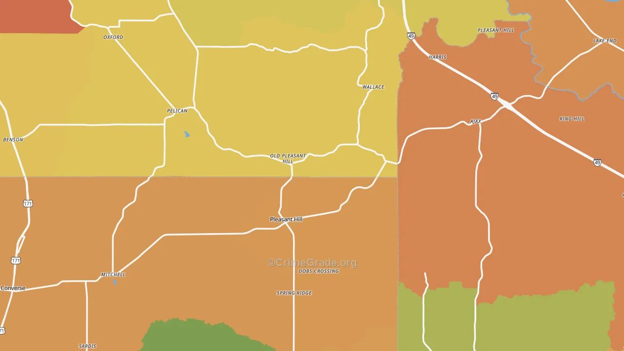 Pleasant Hill, LA Map of Vandalism Rates