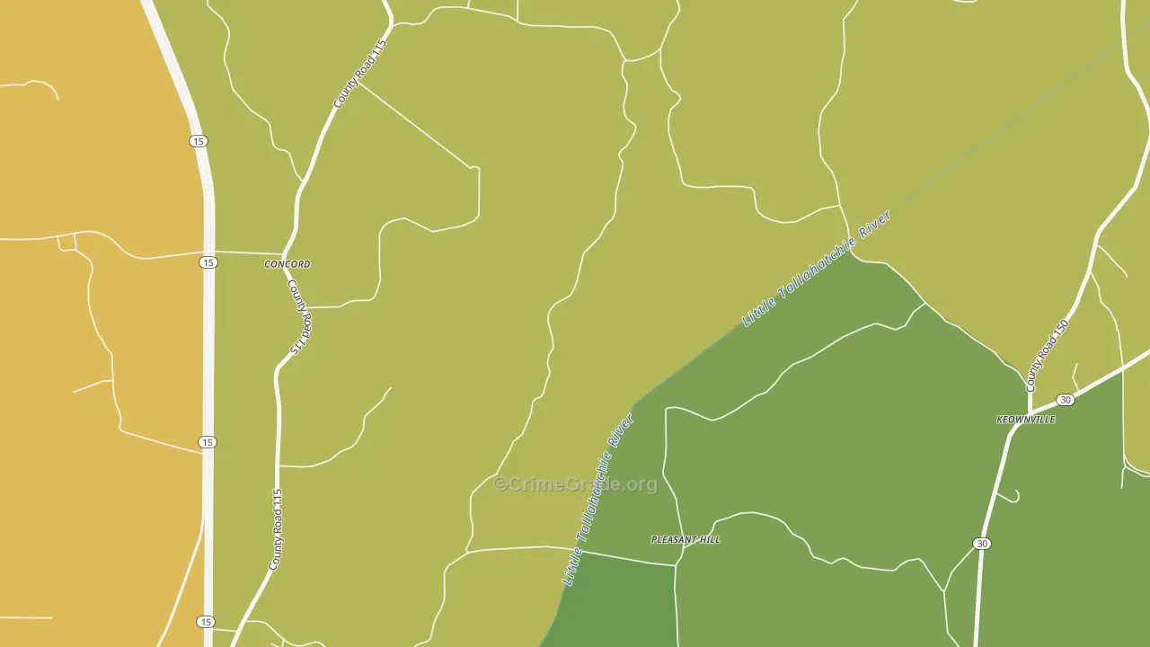 Pleasant Hill, MS Map of Vandalism Rates