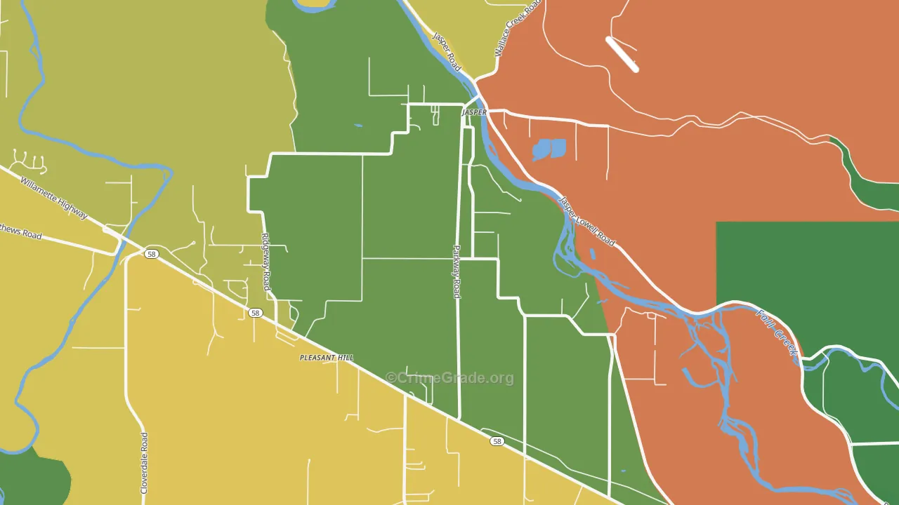 Pleasant Hill, OR Map of Vandalism Rates