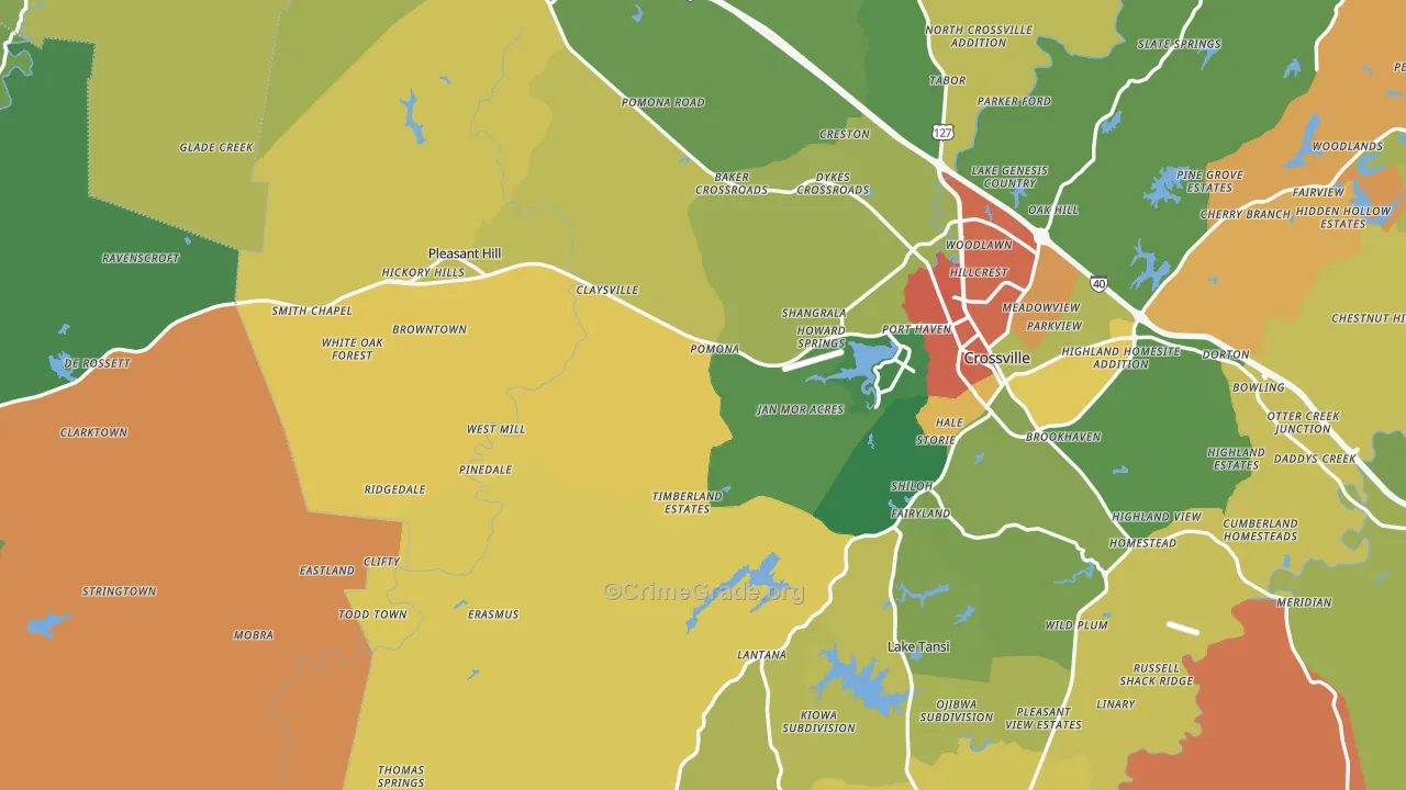 Pleasant Hill, TN Map of Vandalism Rates