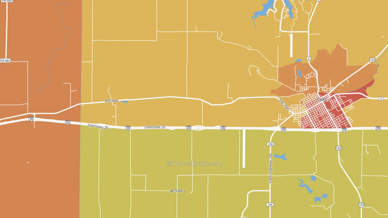Pleasant Hill, TX Map of Vandalism Rates