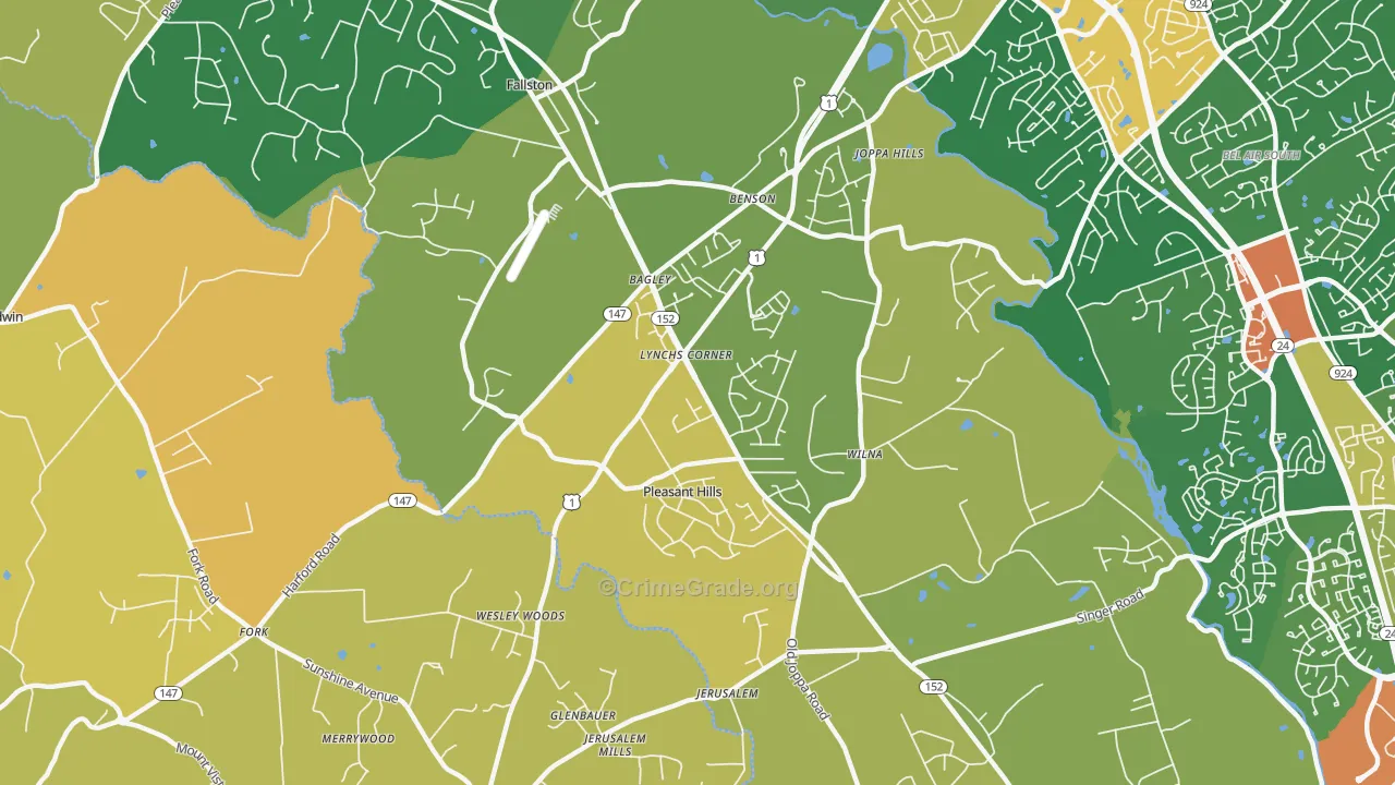 Pleasant Hills, MD Map of Vandalism Rates