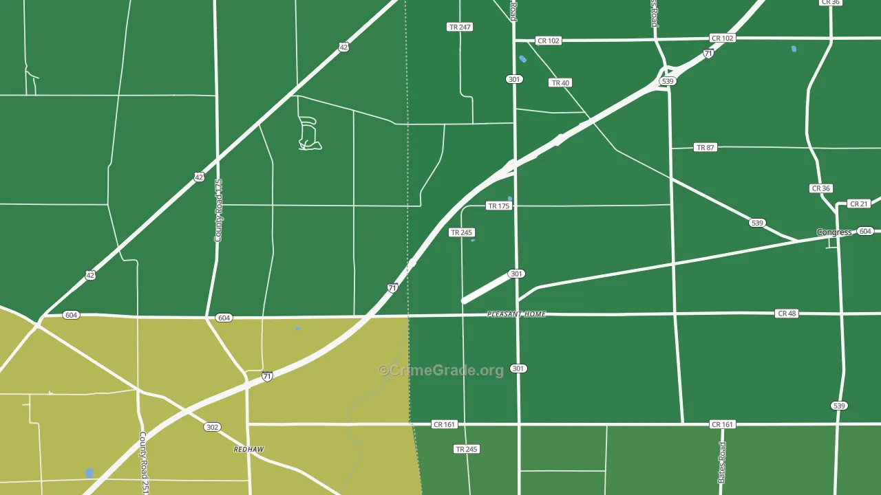 Pleasant Home, OH Map of Vandalism Rates
