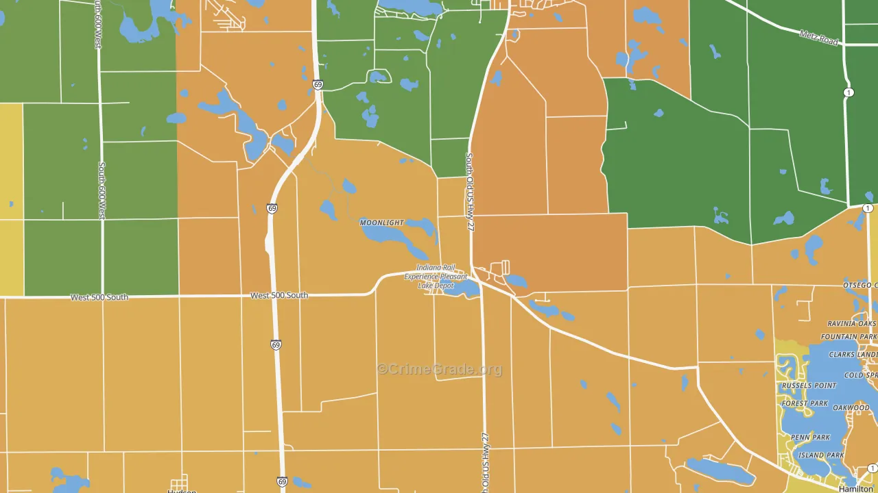 Pleasant Lake, IN Map of Vandalism Rates