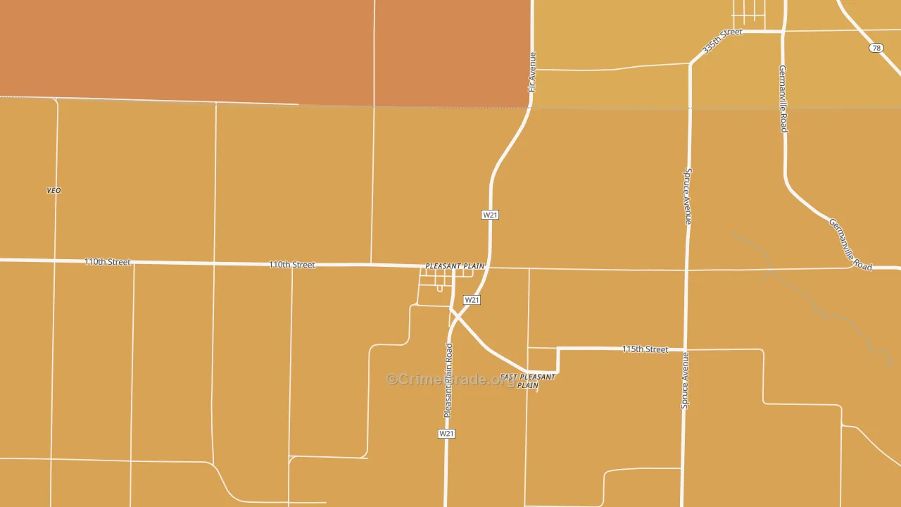Pleasant Plain, IA Map of Vandalism Rates