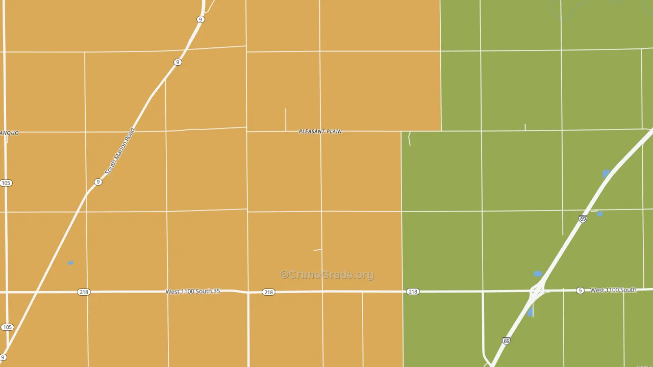 Pleasant Plain, IN Map of Vandalism Rates