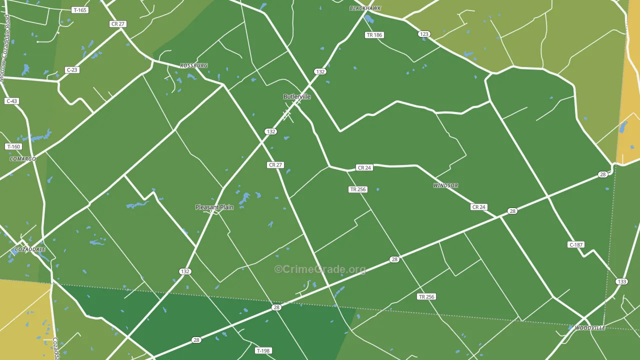 Pleasant Plain, OH Map of Vandalism Rates