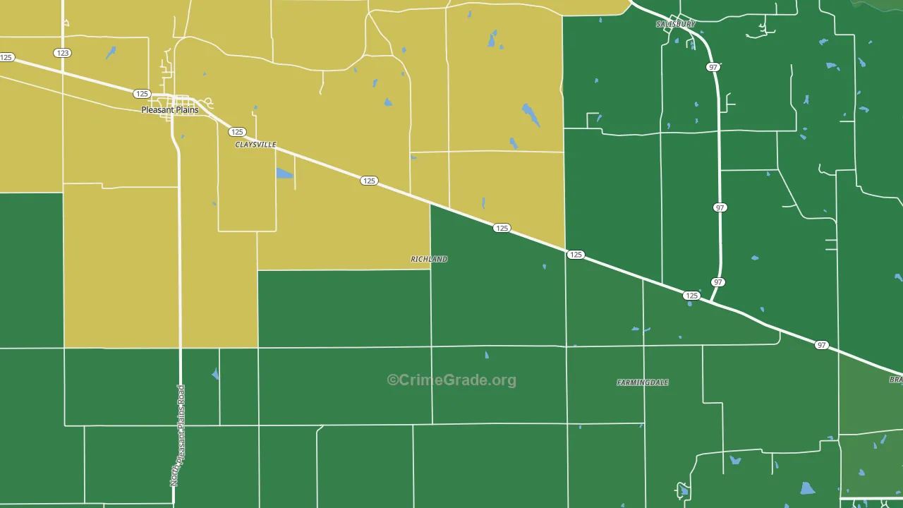 Pleasant Plains, IL Map of Vandalism Rates