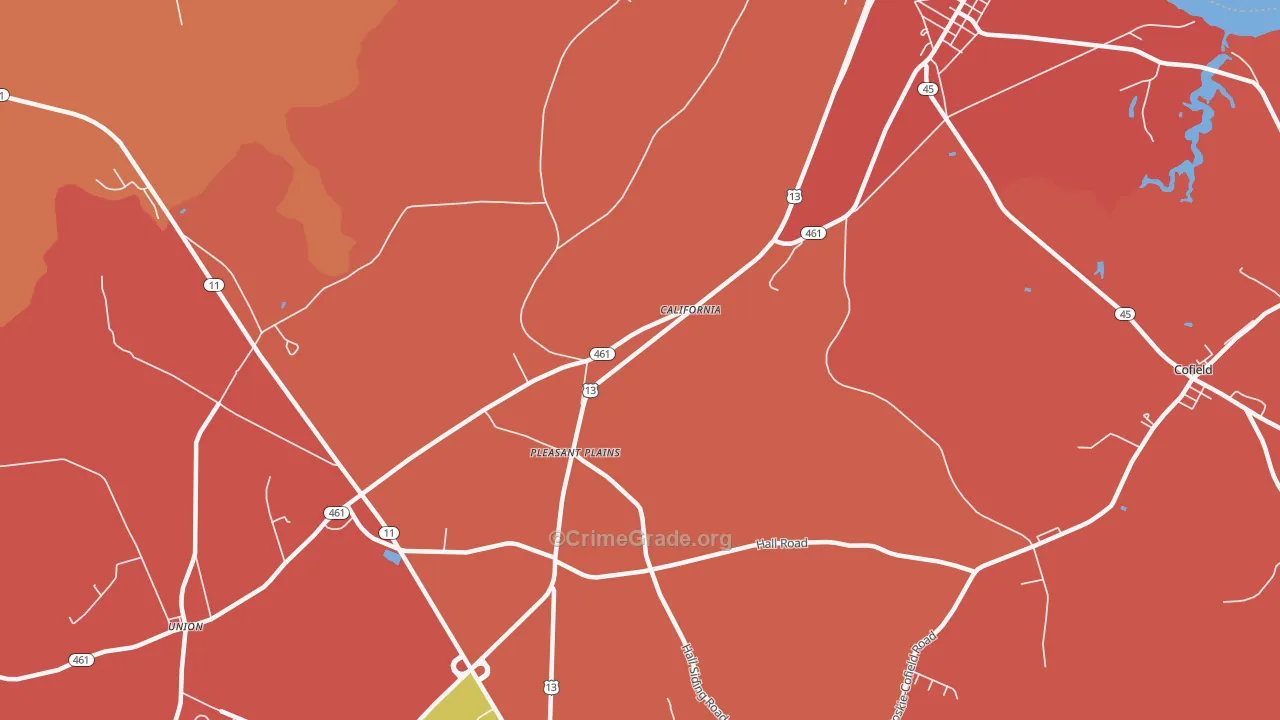 Pleasant Plains, NC Map of Vandalism Rates