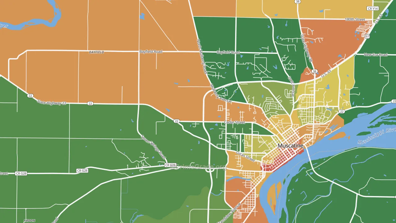 Pleasant Prairie, IA Map of Vandalism Rates
