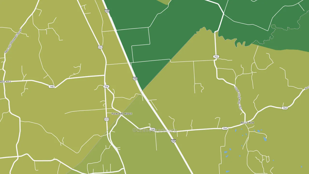 Pleasant Ridge, KY Map of Vandalism Rates