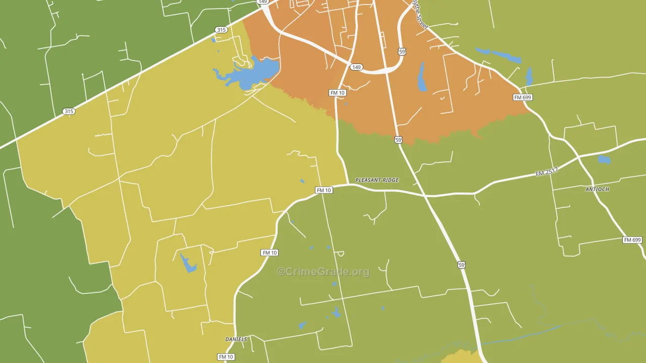 Pleasant Ridge, TX Map of Vandalism Rates