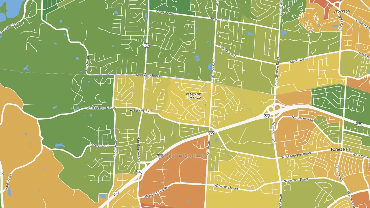 Pleasant Run Farm, Cincinnati, OH Map of Vandalism Rates