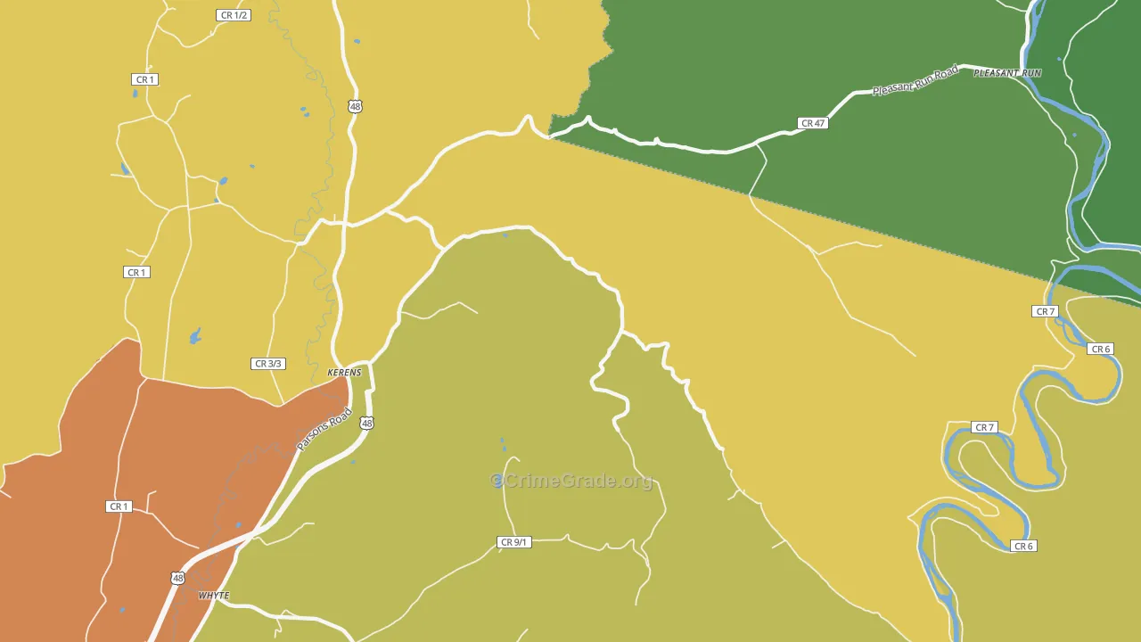 Pleasant Run, WV Map of Vandalism Rates