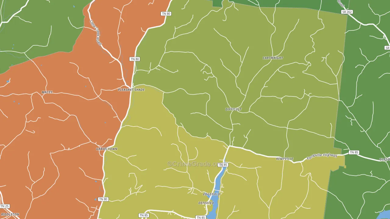 Pleasant Shade, TN Map of Vandalism Rates