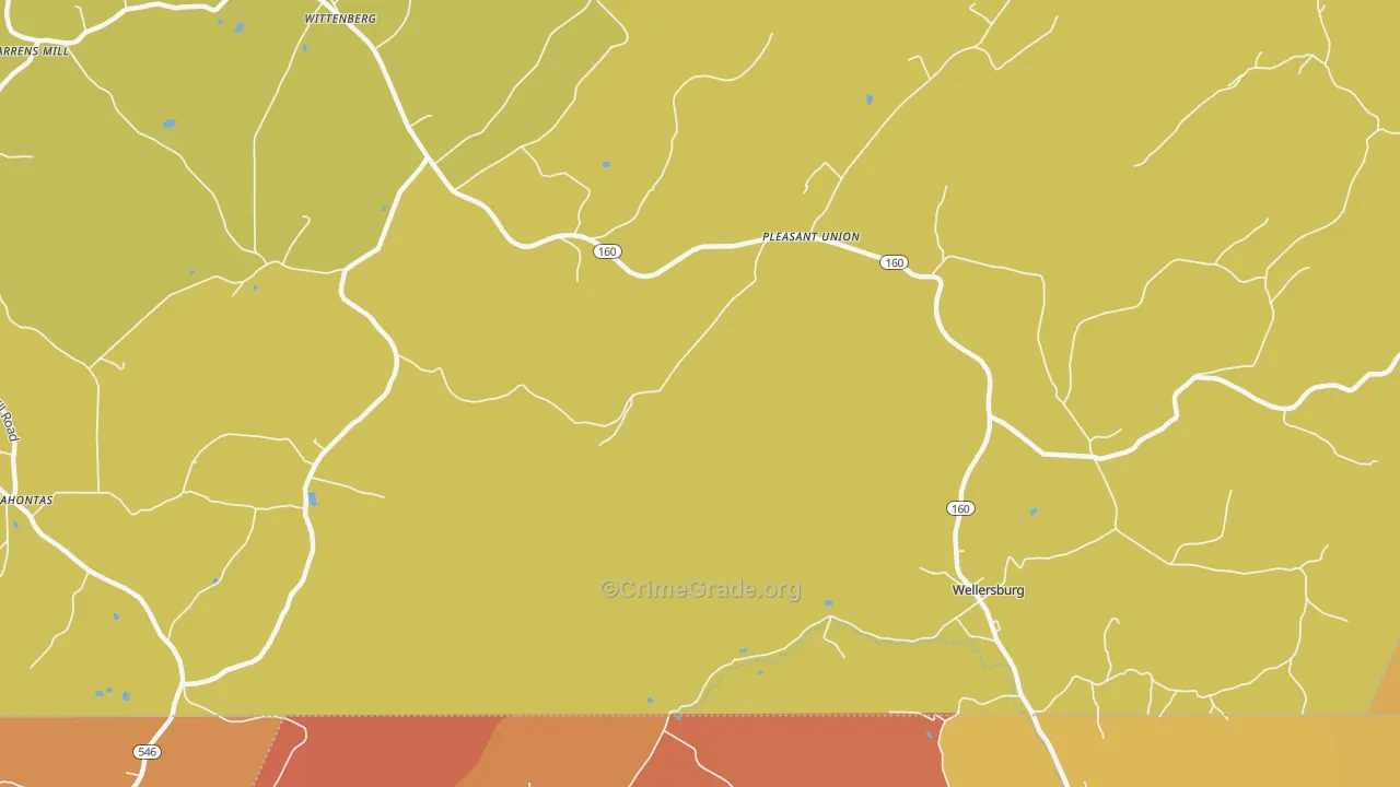 Pleasant Union, PA Map of Vandalism Rates