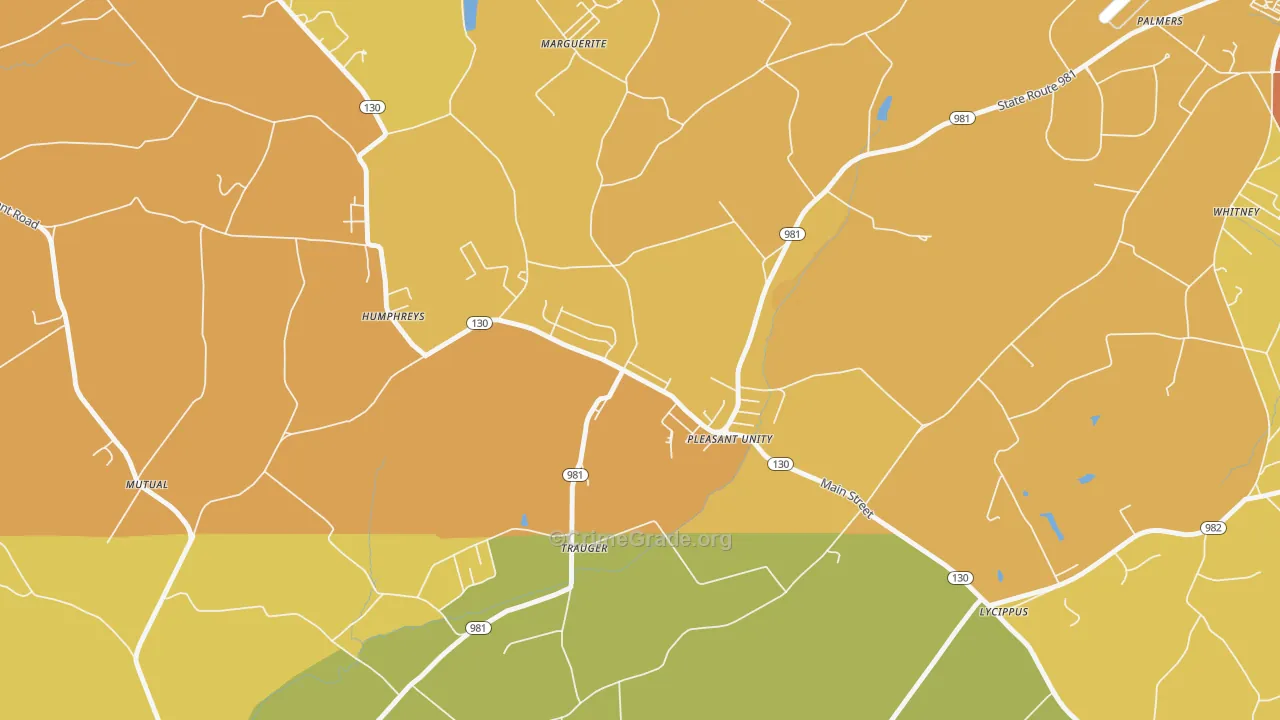 Pleasant Unity, PA Map of Vandalism Rates