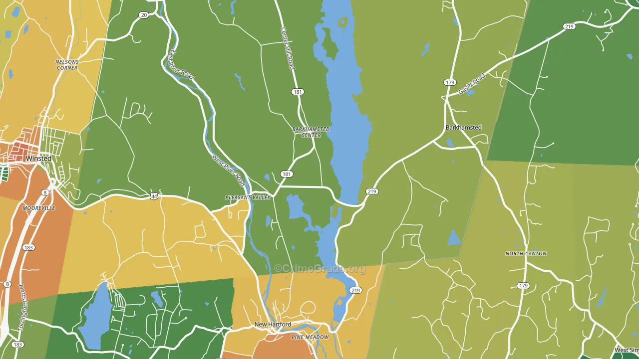 Pleasant Valley, CT Map of Vandalism Rates