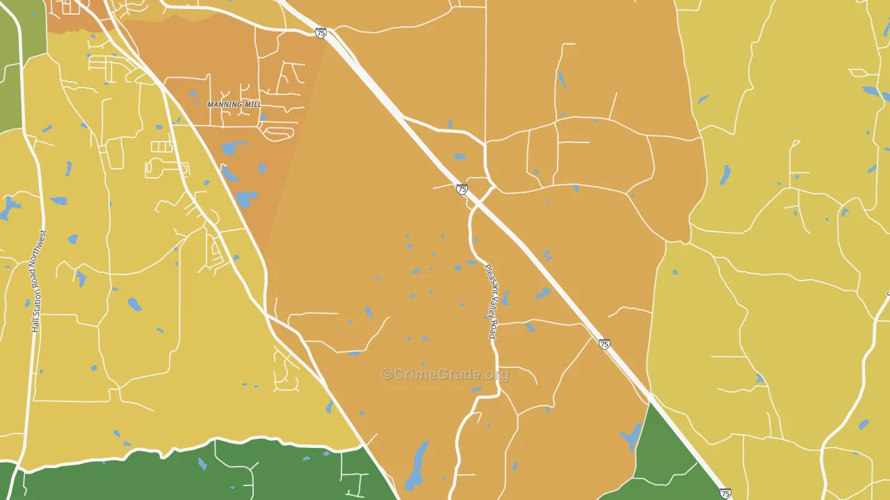 Pleasant Valley, GA Map of Vandalism Rates