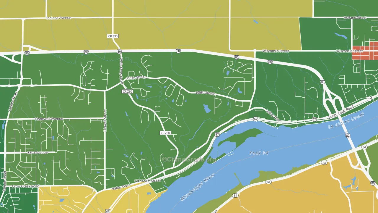 Pleasant Valley, IA Map of Vandalism Rates