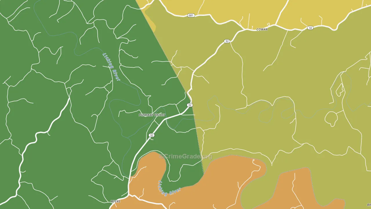 Pleasant Valley, KY Map of Vandalism Rates