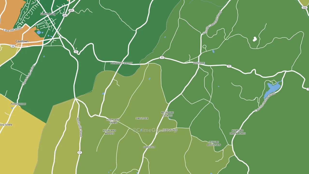 Pleasant Valley, MD Map of Vandalism Rates