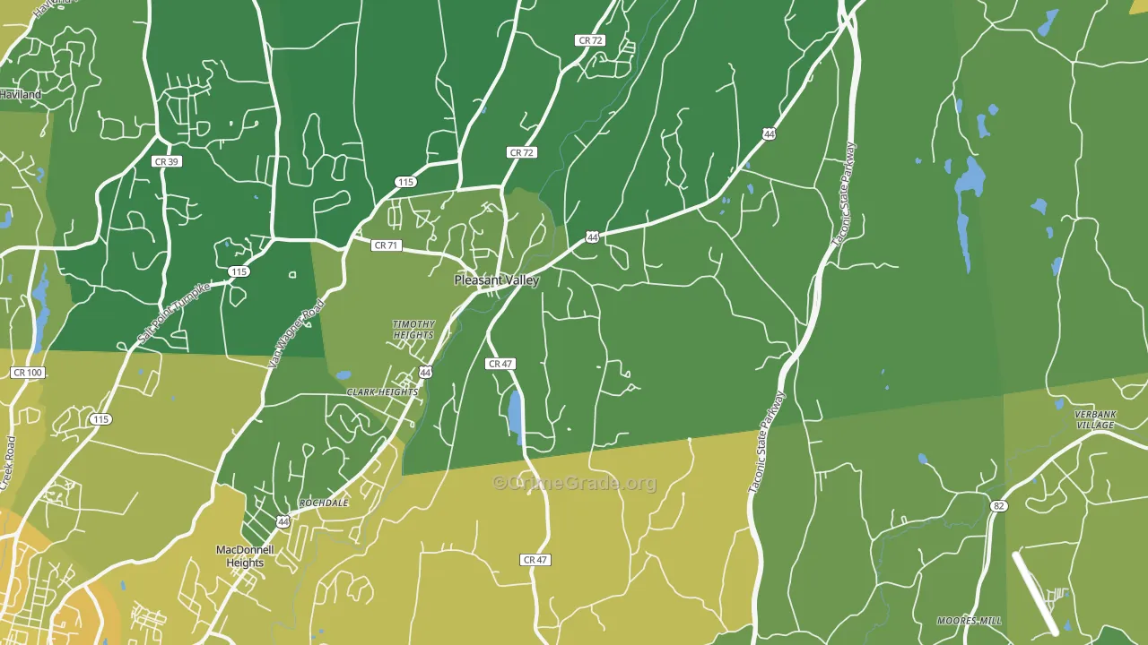 Pleasant Valley, NY Map of Vandalism Rates