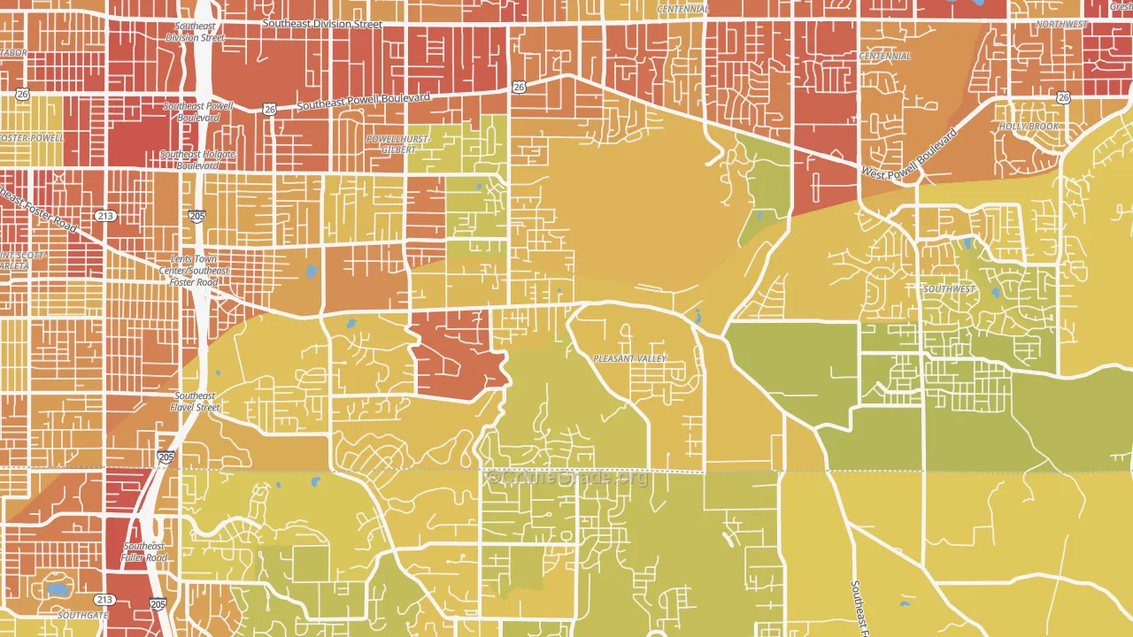 Pleasant Valley, Portland, OR Map of Vandalism Rates