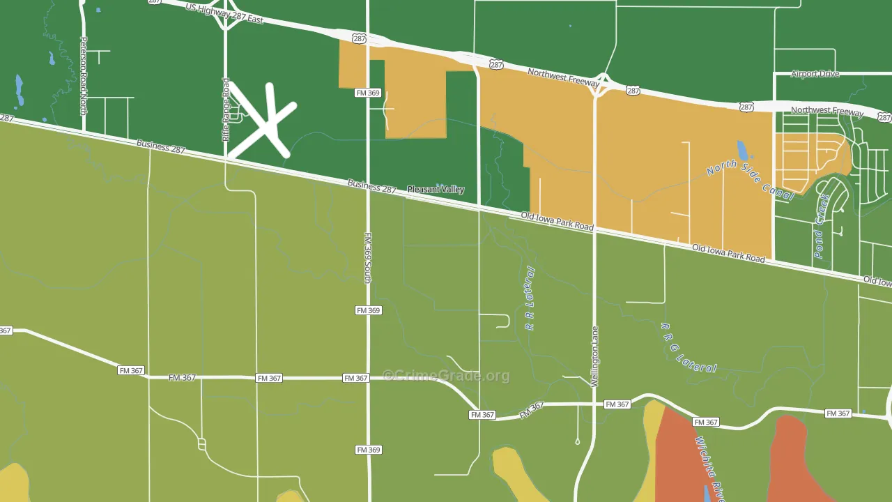 Pleasant Valley, TX Map of Vandalism Rates