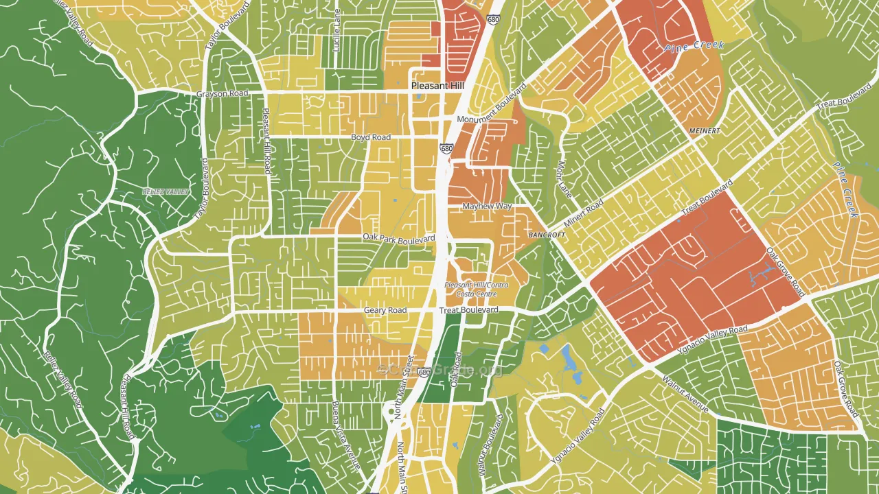 Pleasant Valley, Walnut Creek, CA Map of Vandalism Rates