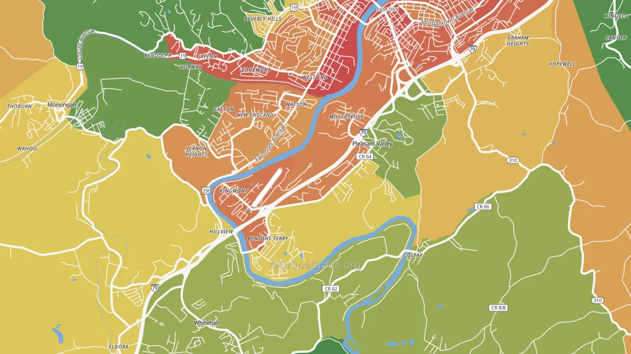 Pleasant Valley, WV Map of Vandalism Rates