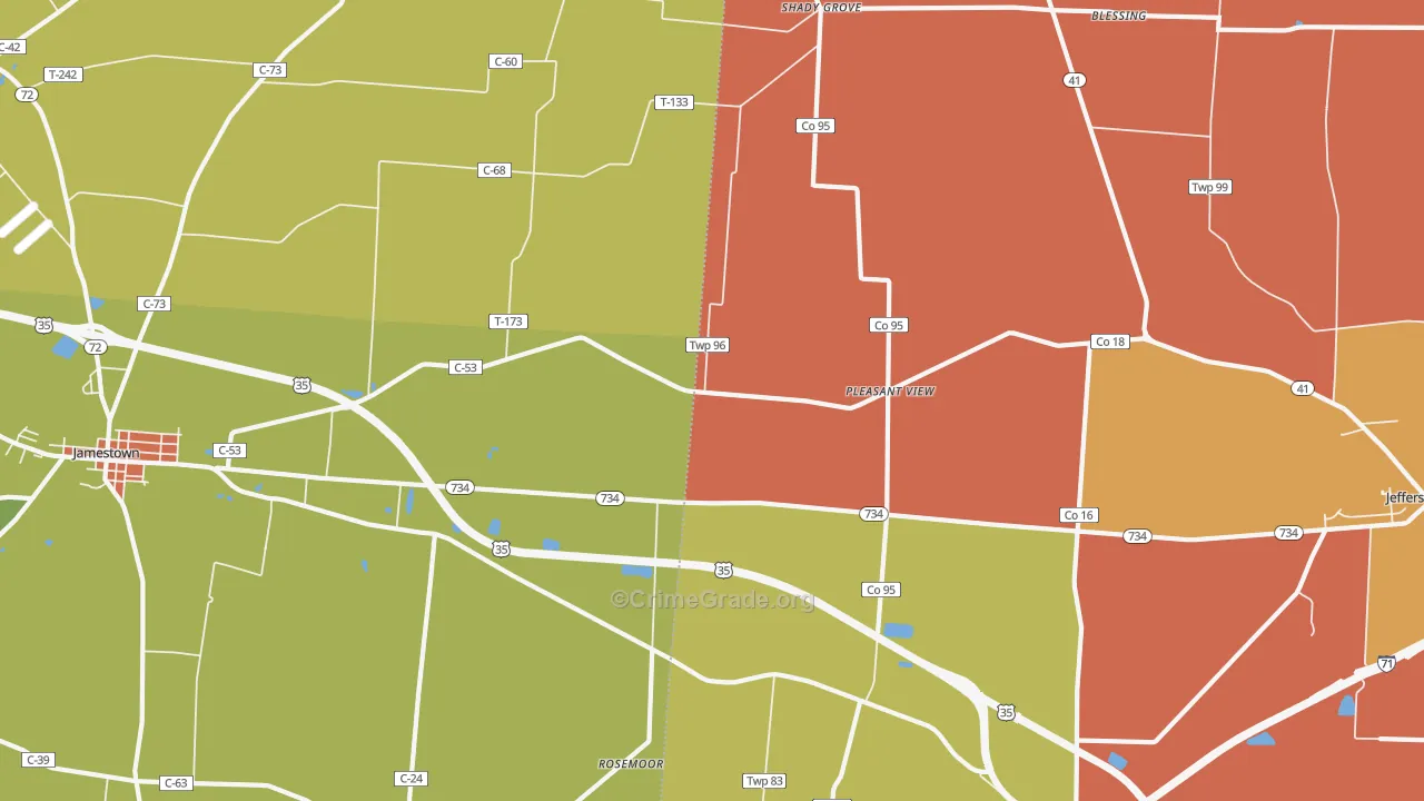Pleasant View, OH Map of Vandalism Rates