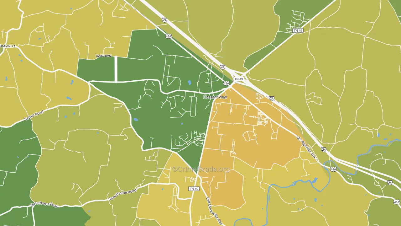 Pleasant View, TN Map of Vandalism Rates