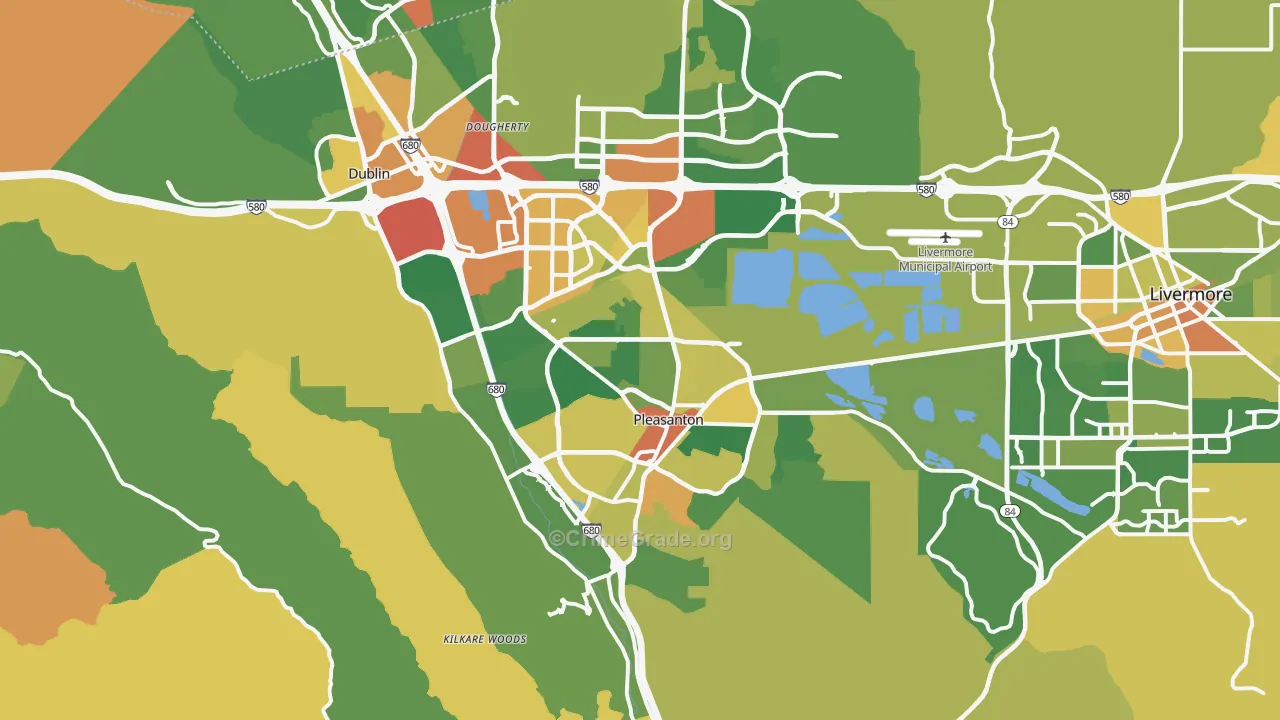 Pleasanton, CA Map of Vandalism Rates