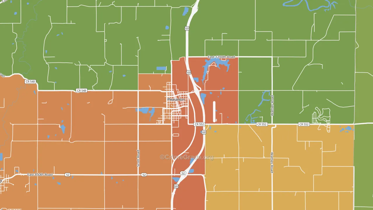 Pleasanton, KS Map of Vandalism Rates