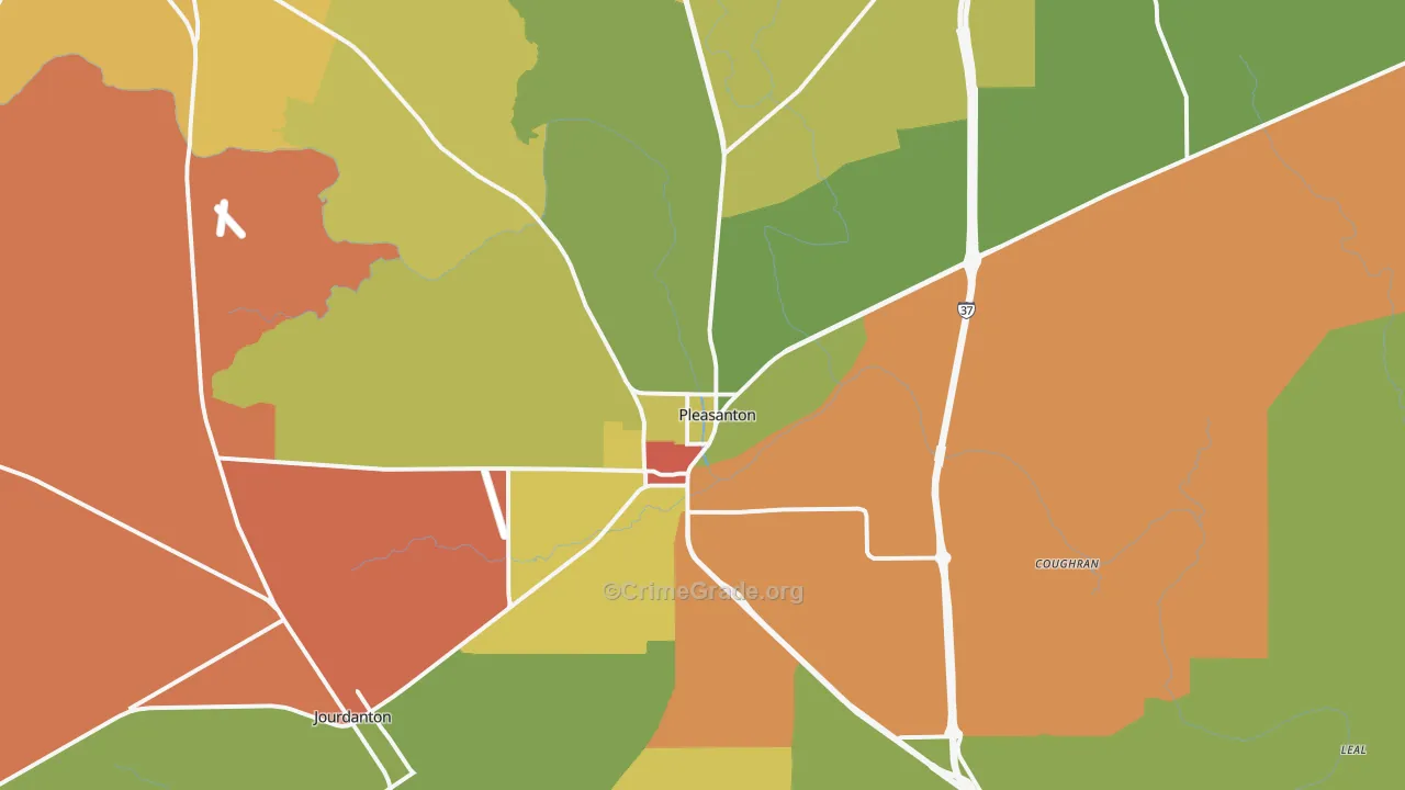 Pleasanton, TX Map of Vandalism Rates