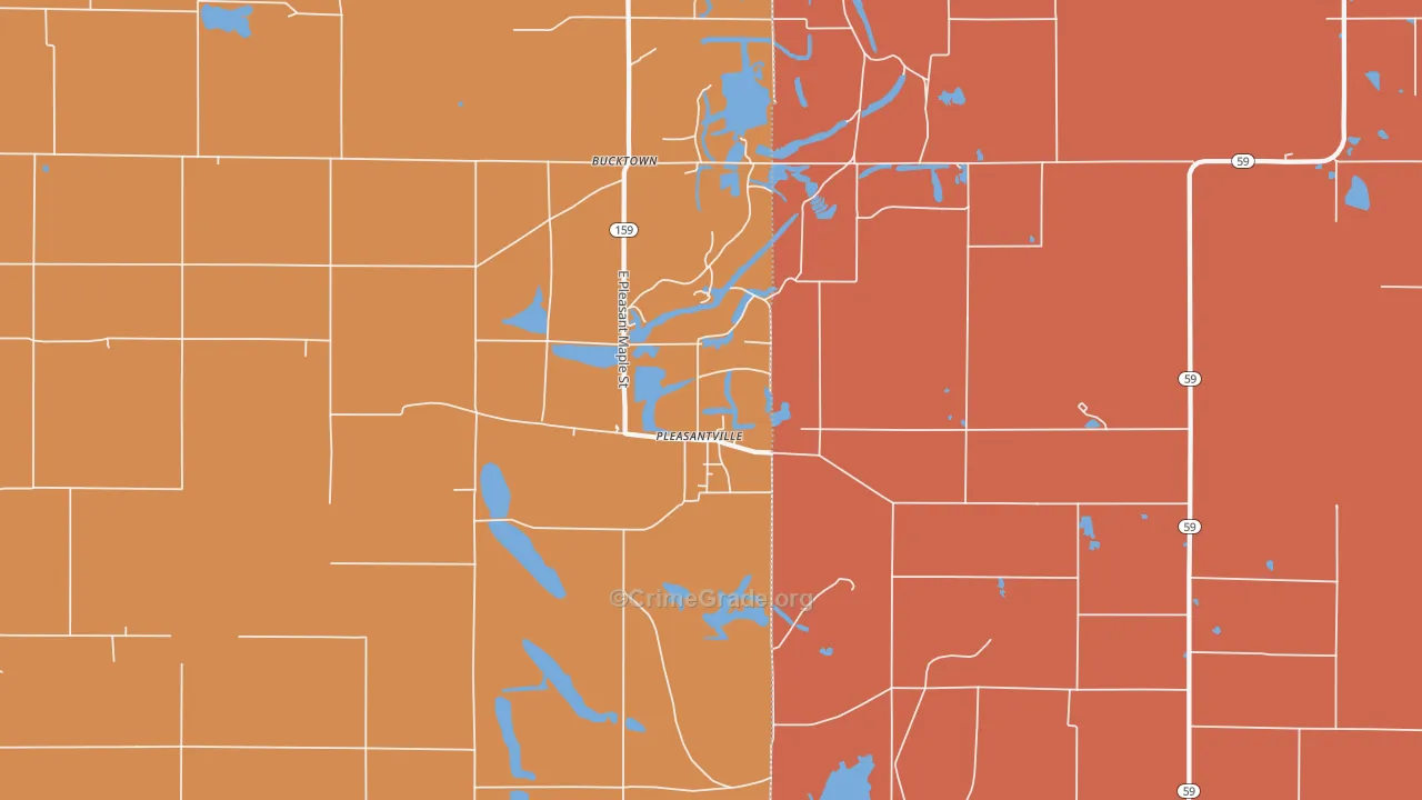 Pleasantville, IN Map of Vandalism Rates