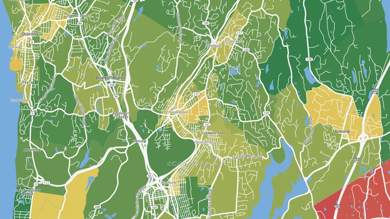 Pleasantville, NY Map of Vandalism Rates