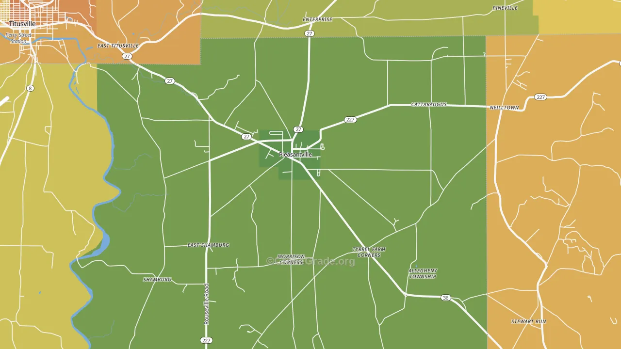 Pleasantville, PA Map of Vandalism Rates