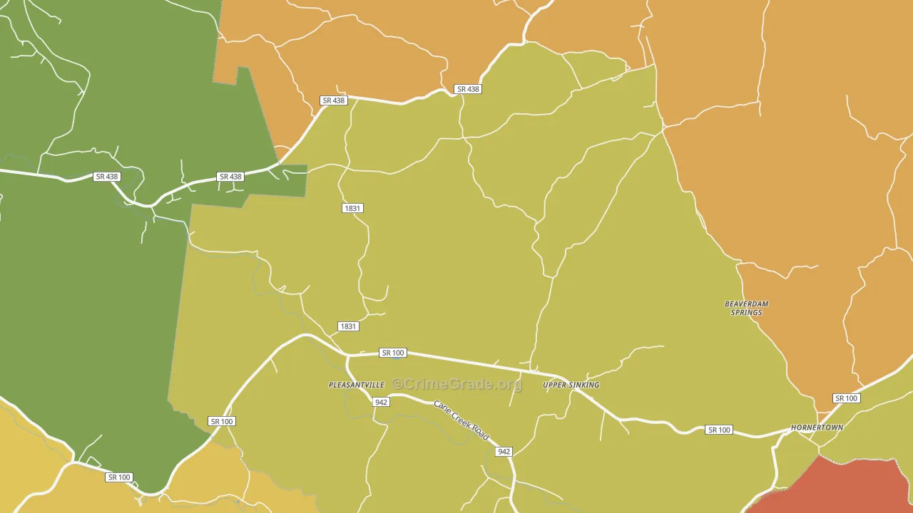 Pleasantville, TN Map of Vandalism Rates