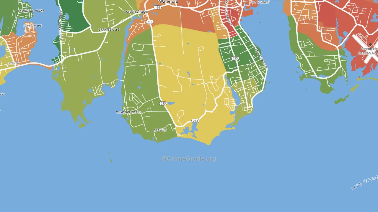 Pleasure Beach, CT Map of Vandalism Rates