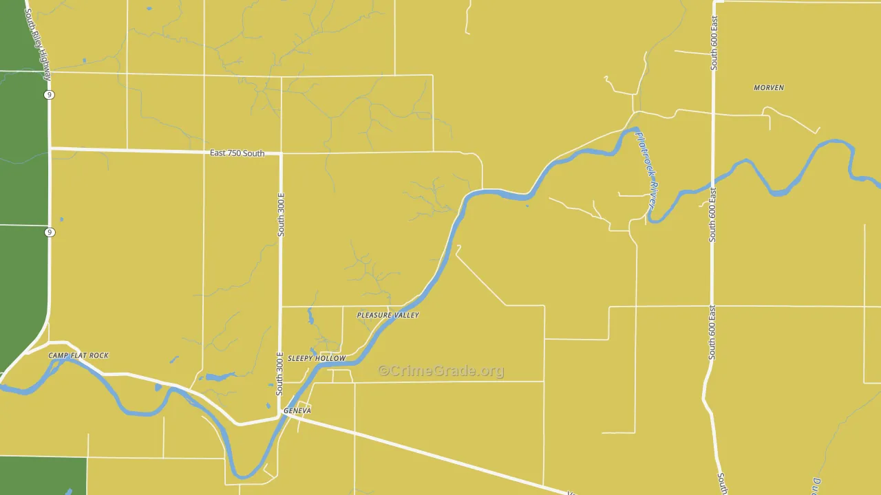 Pleasure Valley, IN Map of Vandalism Rates