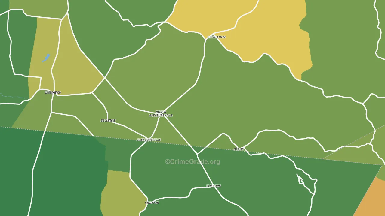 Pleasureville, KY Map of Vandalism Rates