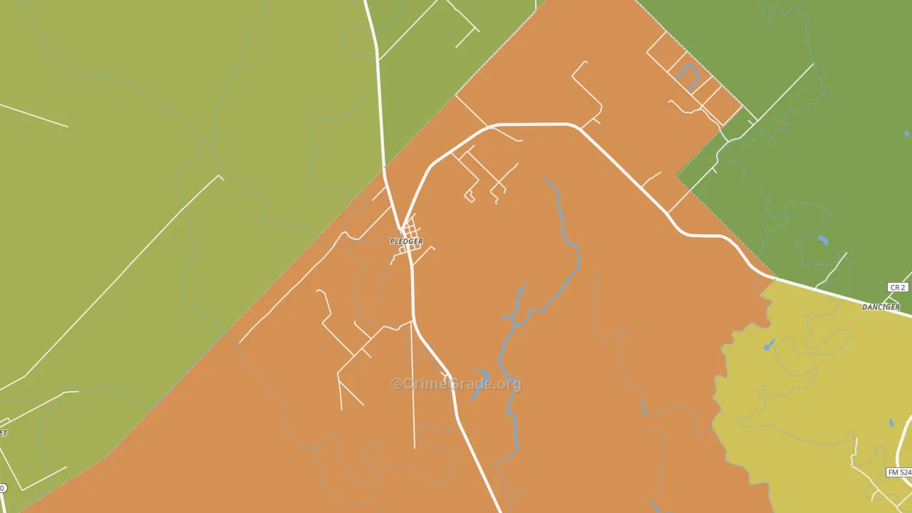 Pledger, TX Map of Vandalism Rates
