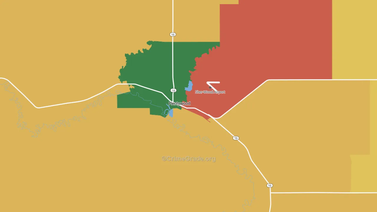 Plentywood, MT Map of Vandalism Rates