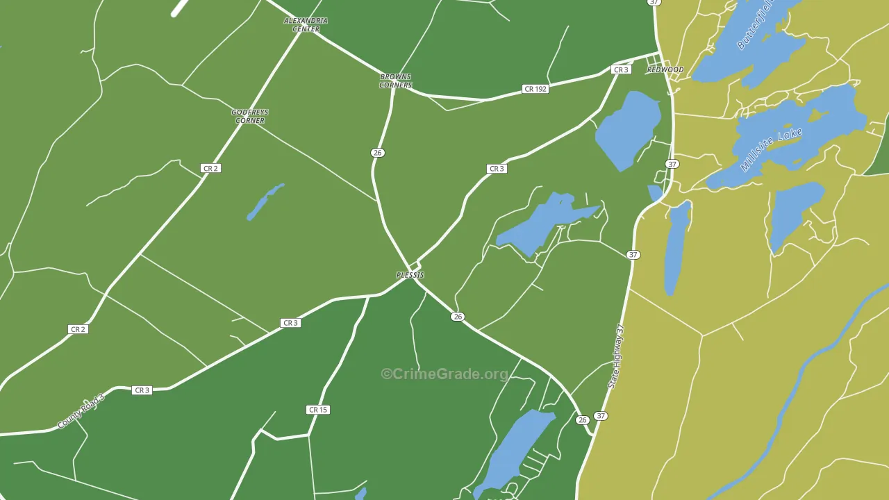 Plessis, NY Map of Vandalism Rates
