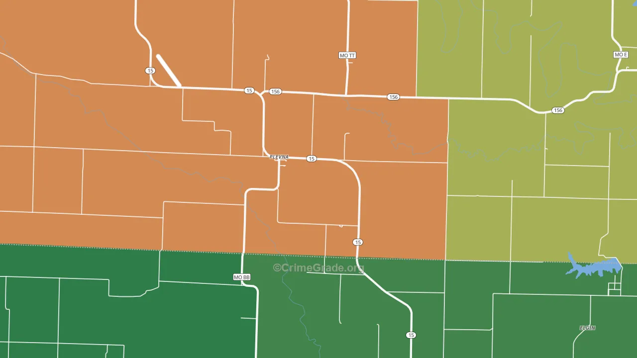Plevna, MO Map of Vandalism Rates