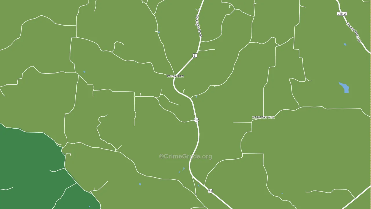 Plugtown, WI Map of Vandalism Rates